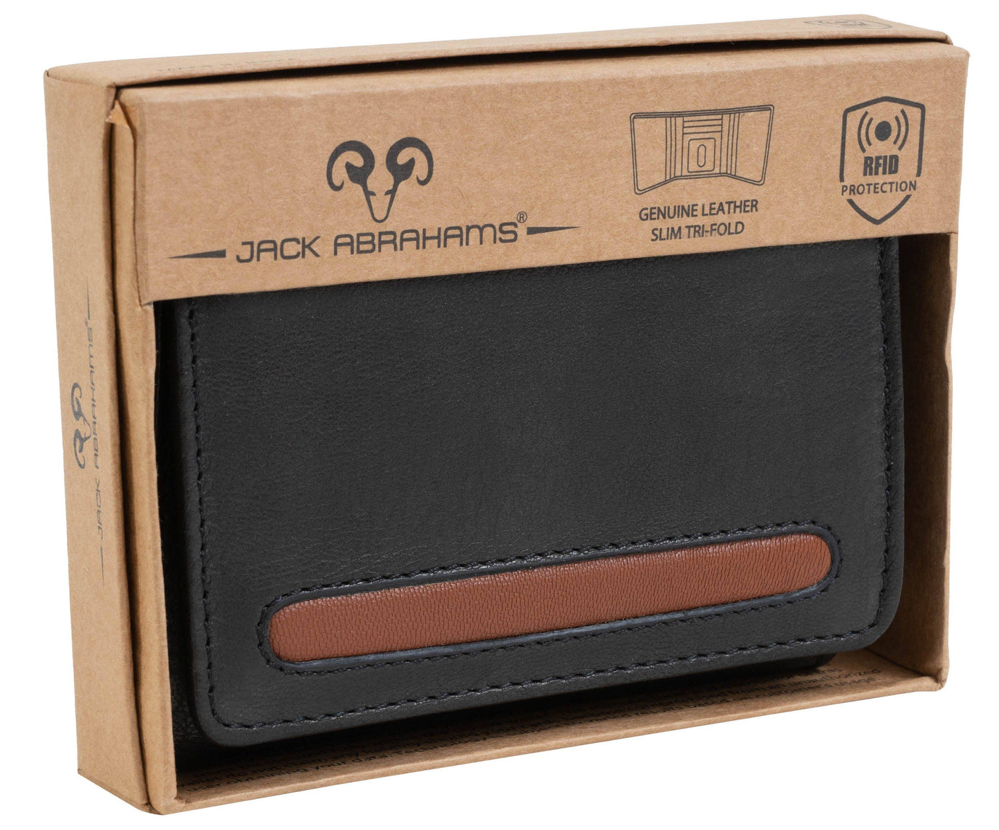 Magid Magid - Jack Abrahams Goat Nappa Leather Tri-Fold Wallet Black/Cognac: Black/Cognac - 4" H x 1" D x 5" L