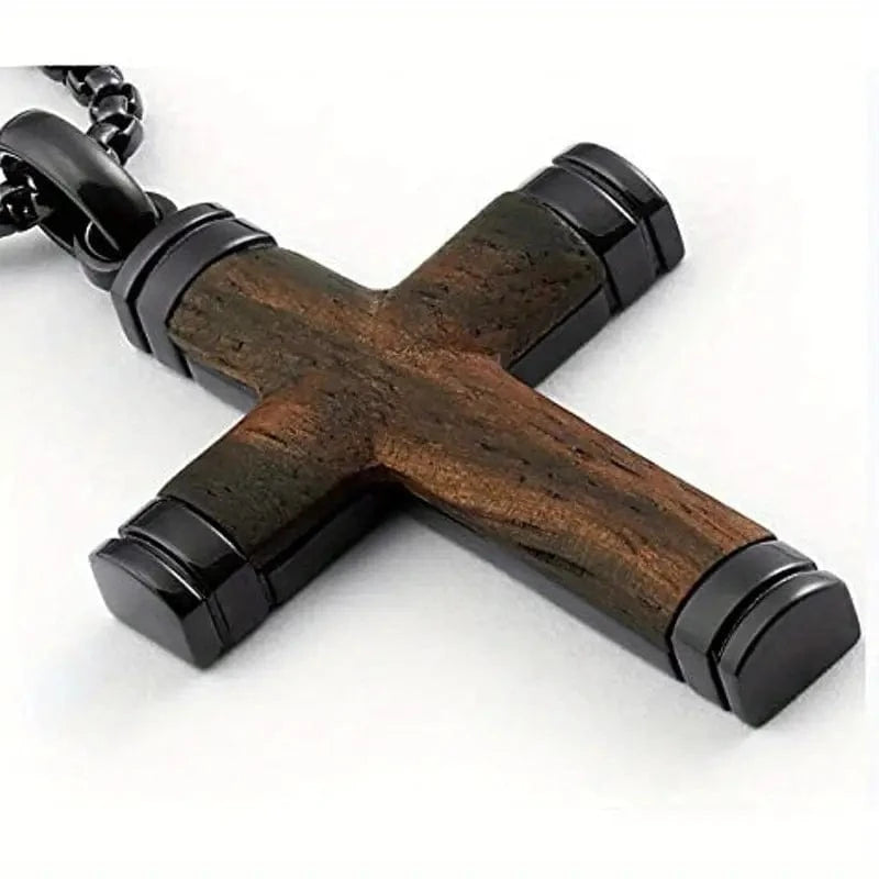 Man Up Cross Necklace Wooden Cross Necklace