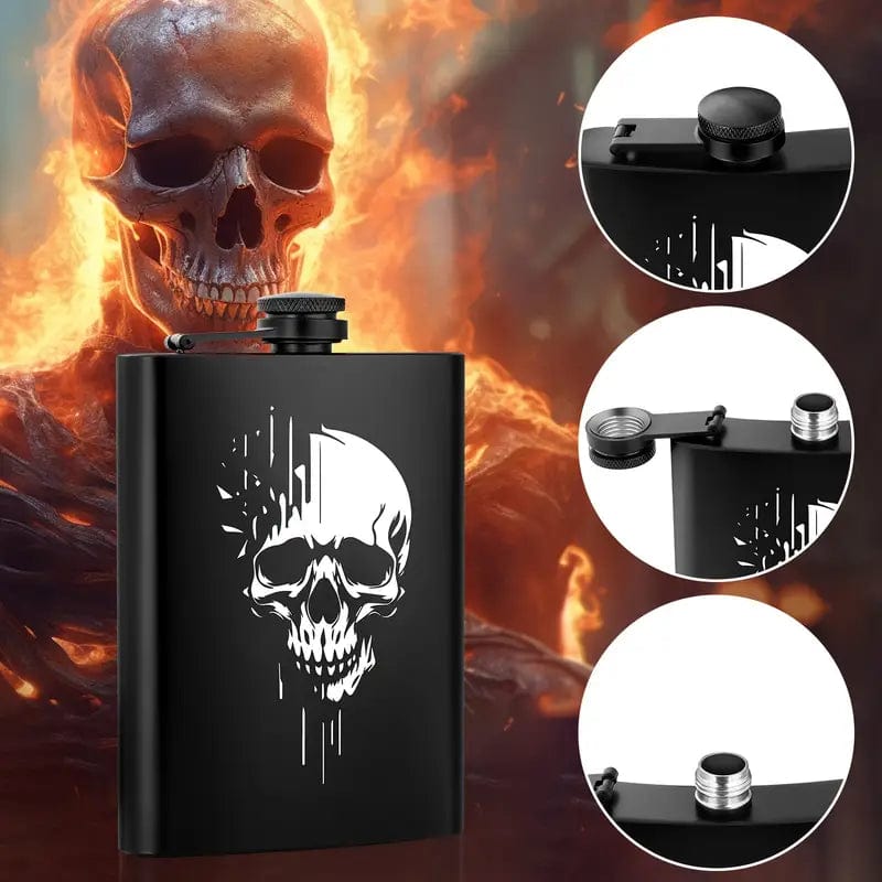 Man Up Flask Skull Stainless Steel Flask - 8 oz