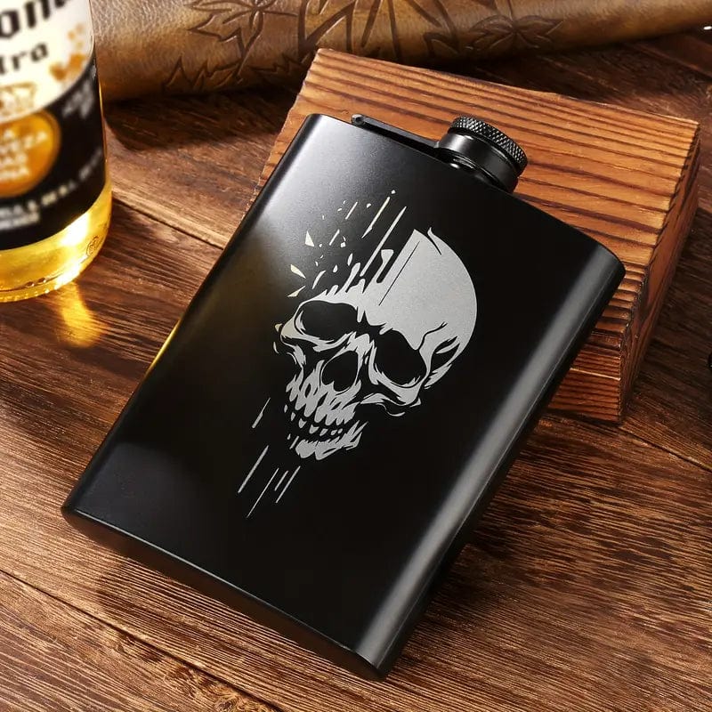 Man Up Flask Skull Stainless Steel Flask - 8 oz