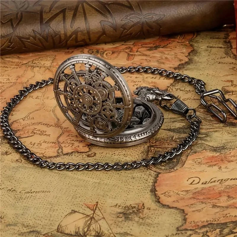Man Up Pocket Watch Clock Gears Pocket Watch w/Dice