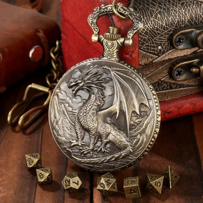 Man Up Pocket Watch Dragon Pocketwatch w/Dice