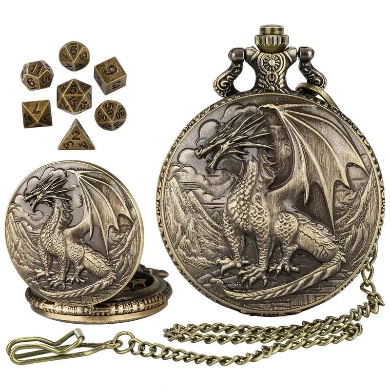 Man Up Pocket Watch Dragon Pocketwatch w/Dice