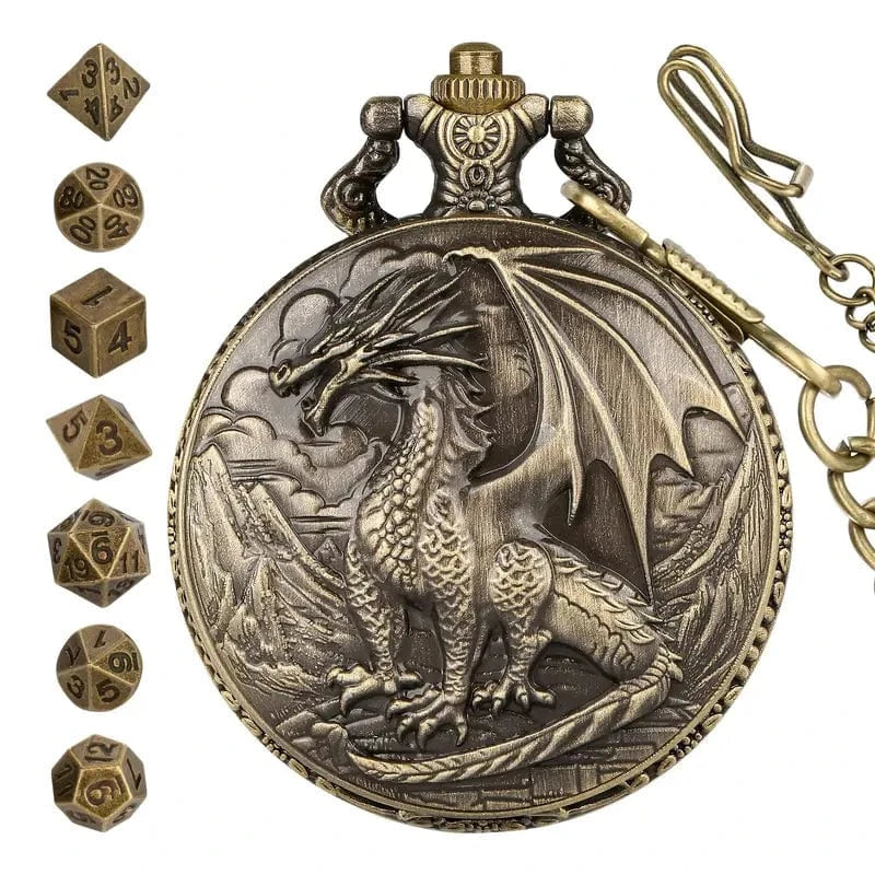 Man Up Pocket Watch Dragon Pocketwatch w/Dice