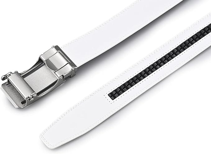 Man Up Ratchet Belt White Ratchet Belt w/Chrome Buckle