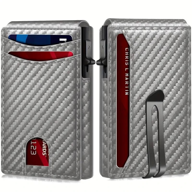 Man Up RFID Wallet Grey - Carbon Fiber RFID Wallet w/Money Clip