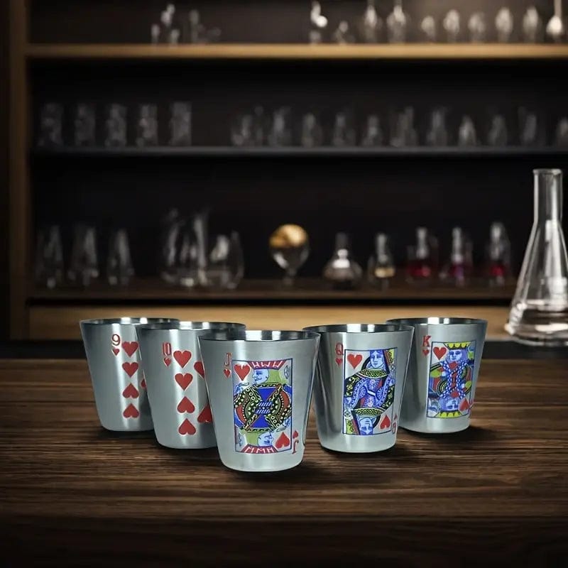 Man Up Shot Glasses Playing Cards Design - Stainless Steel Shot Set (5pc)