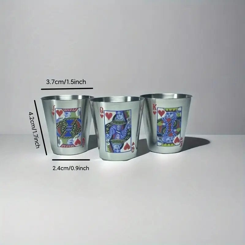 Man Up Shot Glasses Playing Cards Design - Stainless Steel Shot Set (5pc)