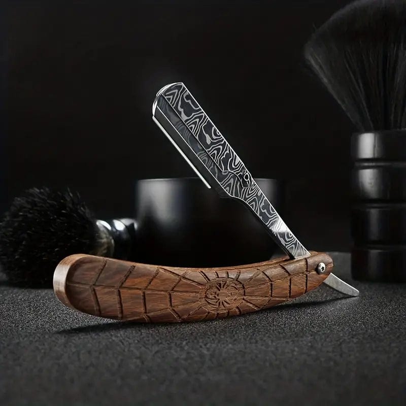 Man Up Straight Razor Black Widow Straight Razor - Wooden