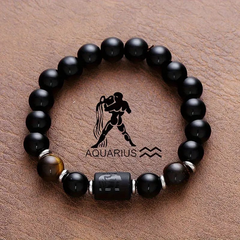Man Up Stretch Bracelet Aquarius Jan. 21 - Feb. 18 Zodiac Tiger's Eye Bracelet