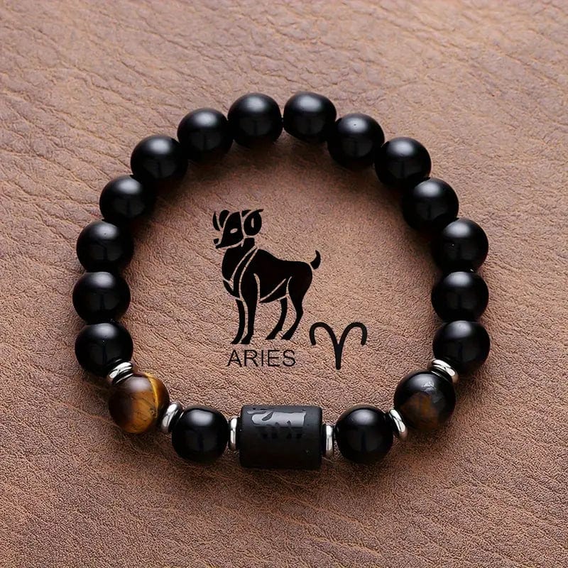 Man Up Stretch Bracelet Aries Mar. 21 - Apr. 20 Zodiac Tiger's Eye Bracelet
