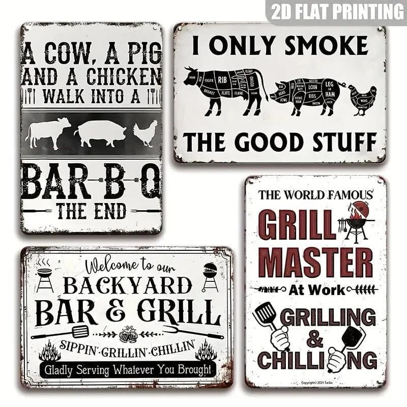 Man Up Tin Sign Backyard Bar & Grill BBQ Tin Sign