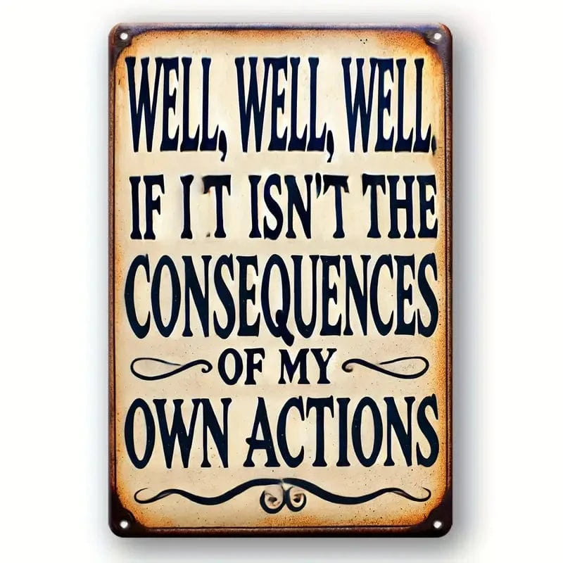 Man Up Tin Sign Consequences of My Actions