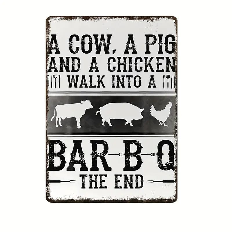 Man Up Tin Sign Cow, Pig, Chicken - Tin Sign