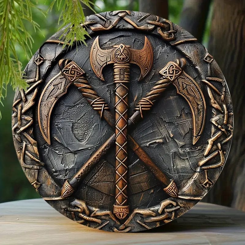 Man Up Tin Sign Viking Axe Tin Sign - 2D Flat Design