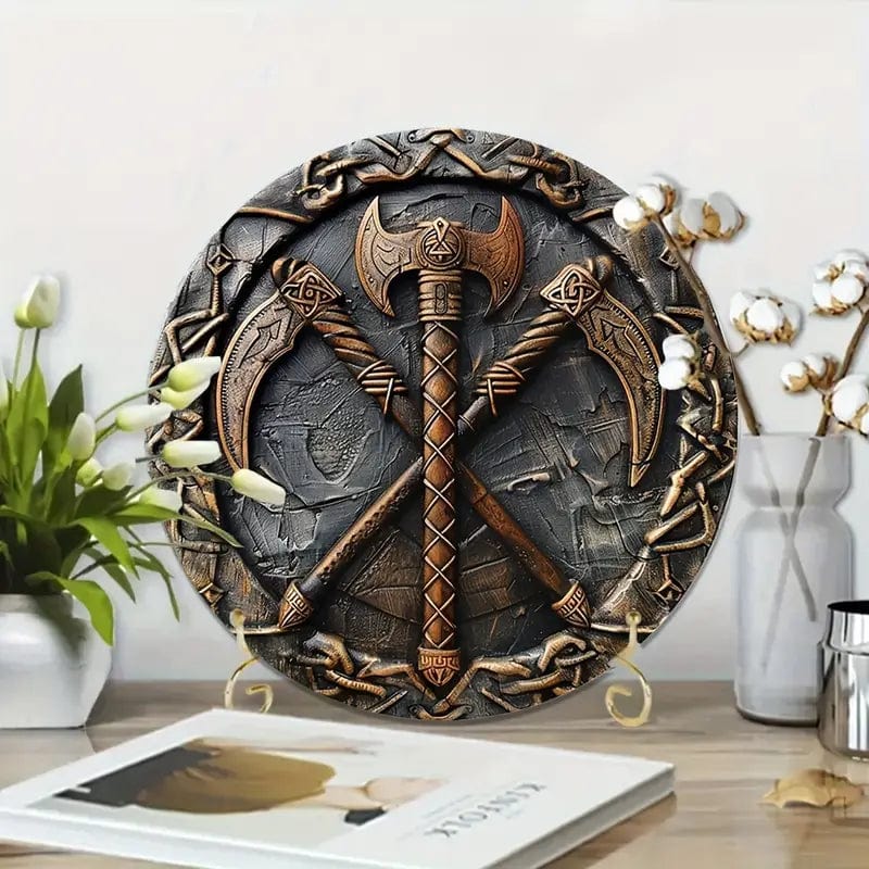 Man Up Tin Sign Viking Axe Tin Sign - 2D Flat Design