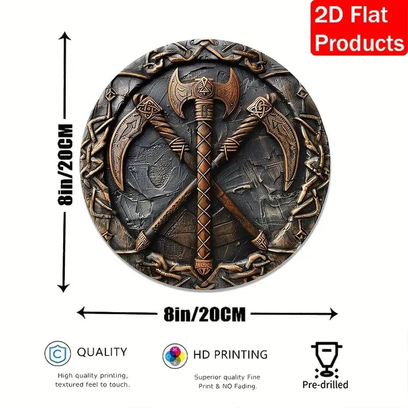 Man Up Tin Sign Viking Axe Tin Sign - 2D Flat Design