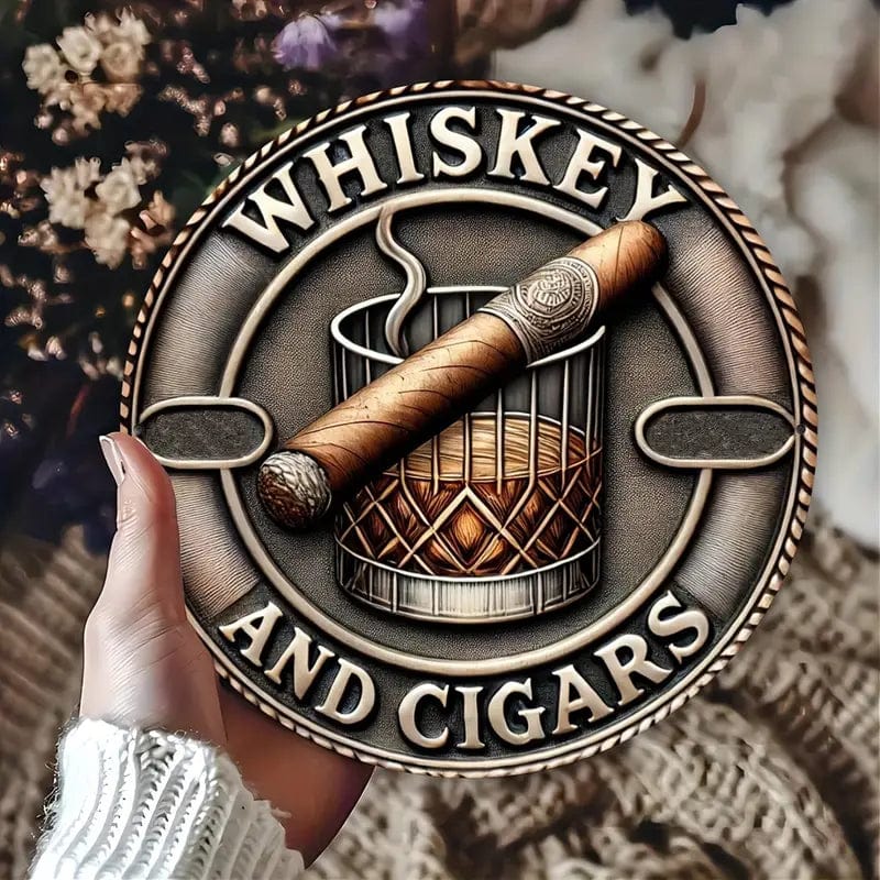 Man Up Tin Sign Whiskey & Cigar