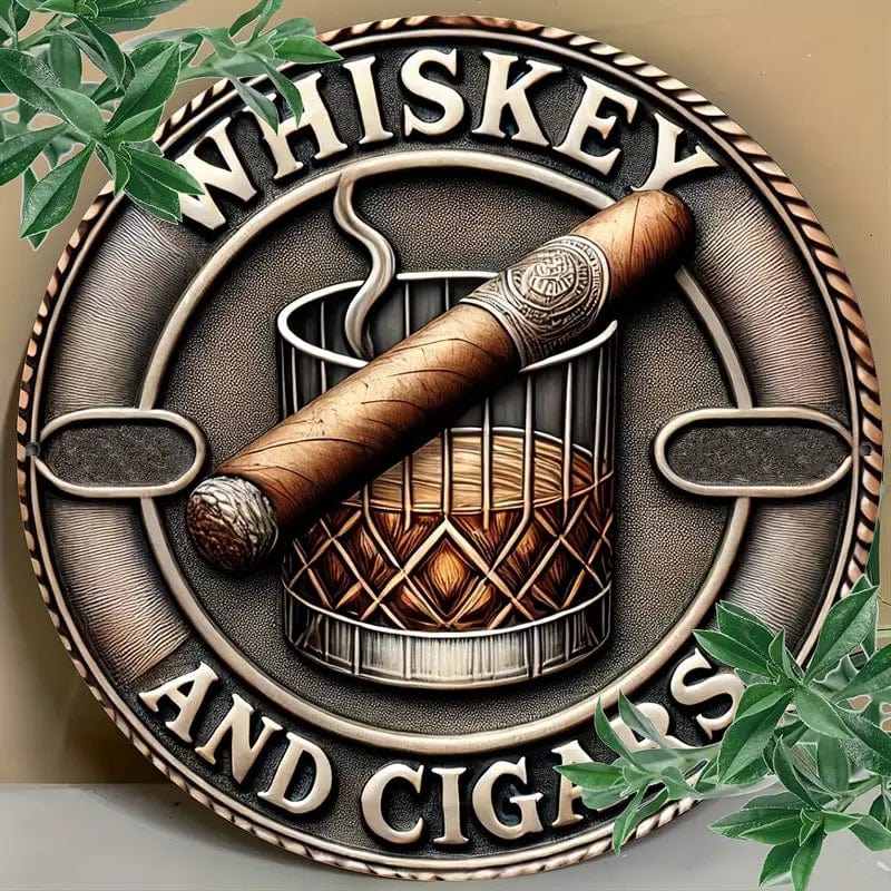 Man Up Tin Sign Whiskey & Cigar