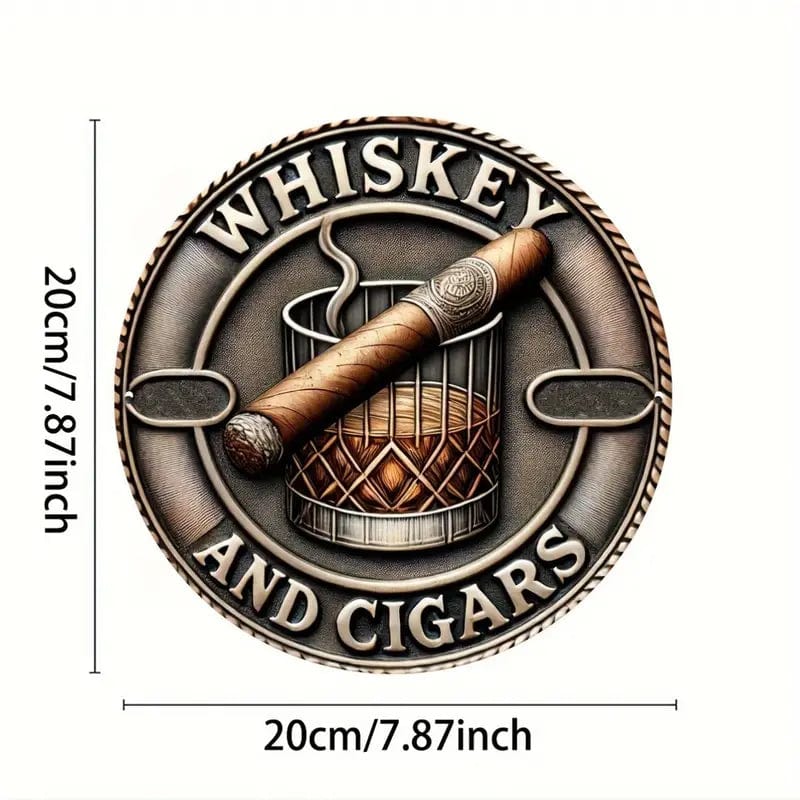 Man Up Tin Sign Whiskey & Cigar
