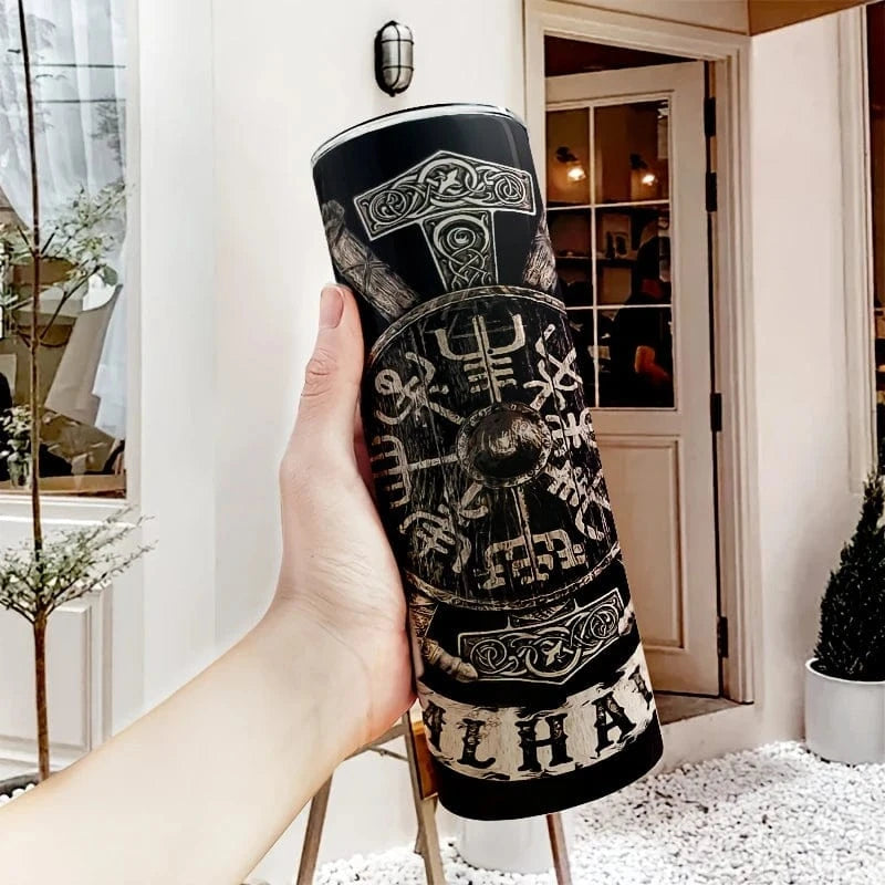 Man Up Tumbler "Valhalla" Viking Tumbler w/Straw
