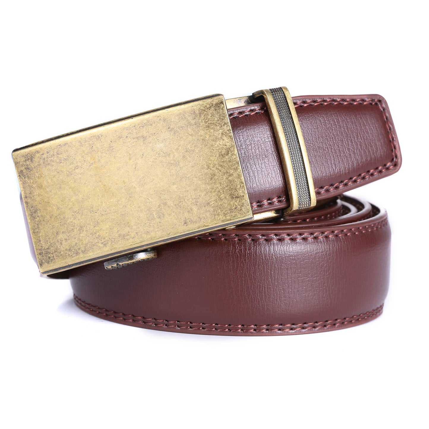 Mio Marino Mio Marino - Aurelian Designer Ratchet Belt: Mahogany / Genuine Leather / Adjustable from 38" to 54" Waist