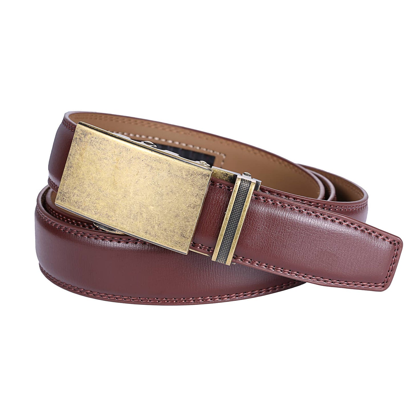 Mio Marino Mio Marino - Aurelian Designer Ratchet Belt: Mahogany / Genuine Leather / Adjustable from 38" to 54" Waist