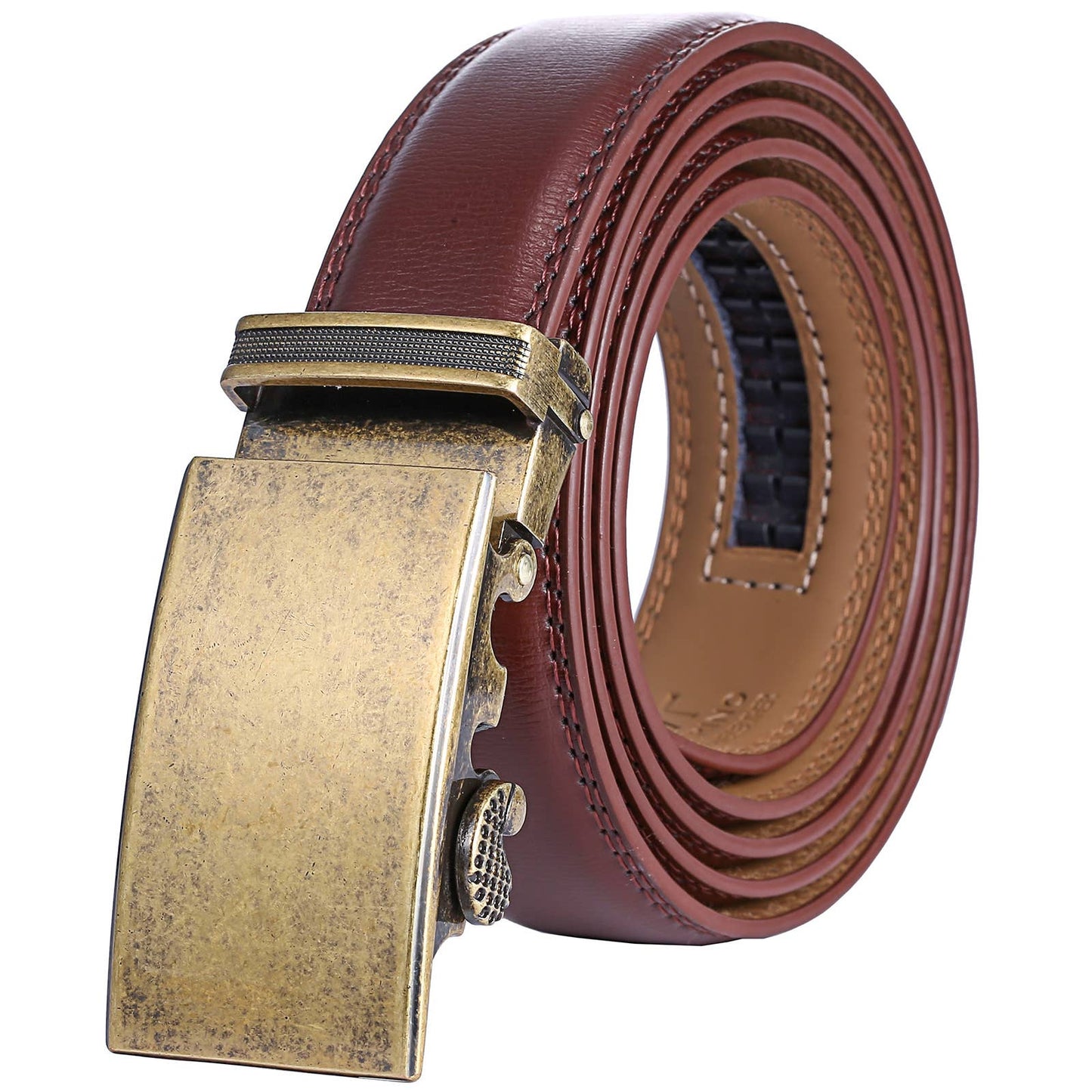 Mio Marino Mio Marino - Aurelian Designer Ratchet Belt: Mahogany / Genuine Leather / Adjustable from 38" to 54" Waist