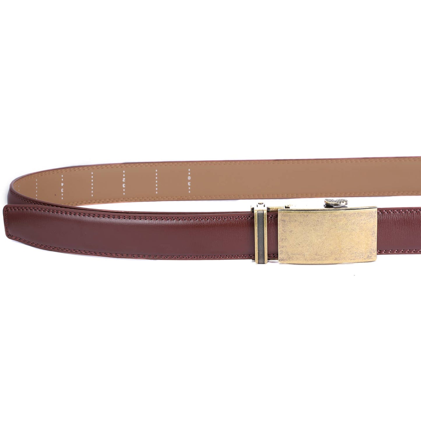 Mio Marino Mio Marino - Aurelian Designer Ratchet Belt: Mahogany / Genuine Leather / Adjustable from 38" to 54" Waist