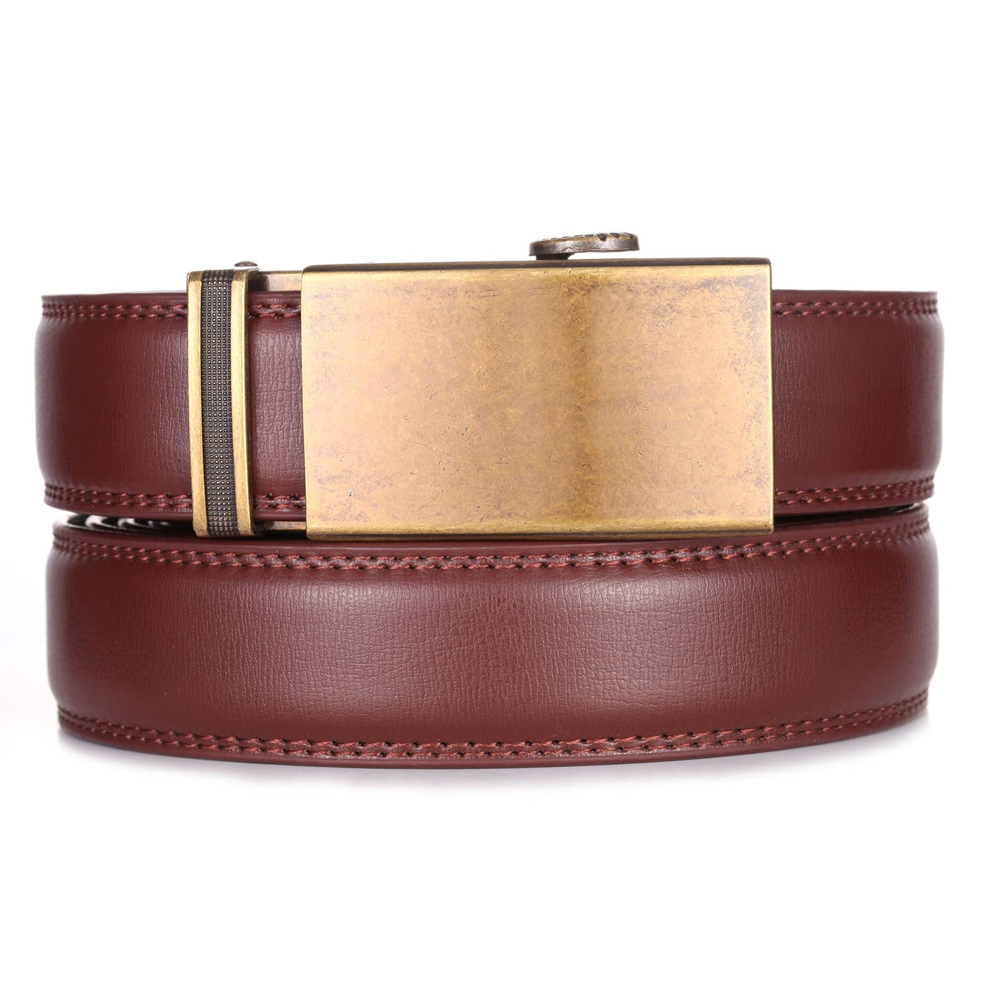 Mio Marino Mio Marino - Aurelian Designer Ratchet Belt: Mahogany / Genuine Leather / Adjustable from 38" to 54" Waist