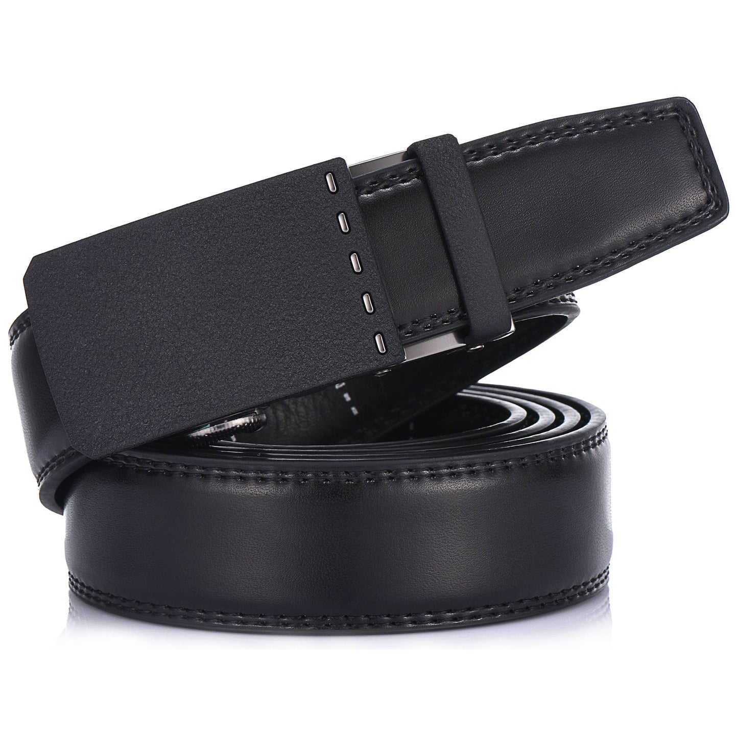 Mio Marino Mio Marino - Modern Matte Leather Ratchet Belt: Adjustable from 38" to 54" Waist / Obsidian