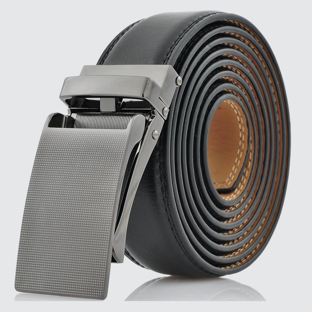 Mio Marino Mio Marino - Pinpoint Ratchet Belt: Black / Adjustable from 38" to 54" Waist