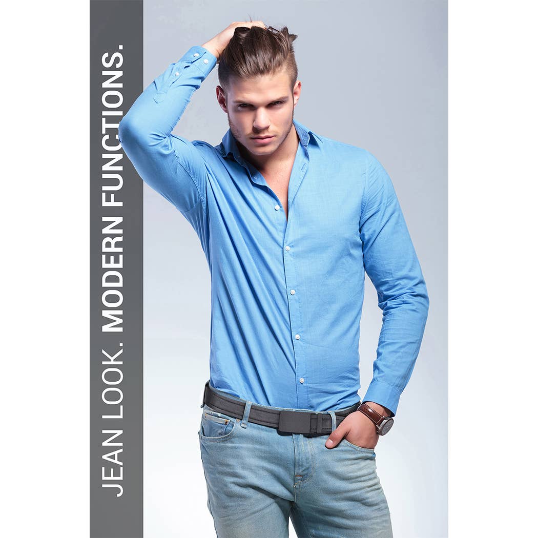 Mio Marino Mio Marino - Sandpaper Linxx Ratchet Belt: Adjustable from 28" to 44" Waist / Genuine Leather / Deep Charcoal