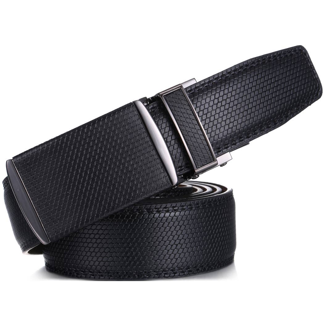 Mio Marino Mio Marino - Snakeskin Ratchet Belt: Black / Adjustable from 48" to 64" Waist