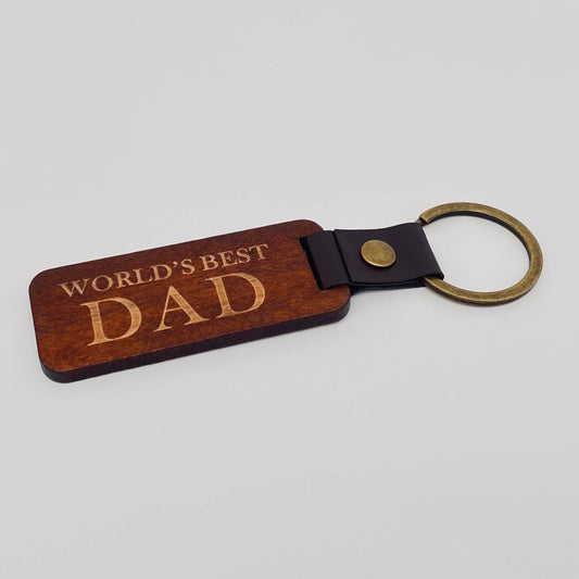 Mio Queena DAD Mio Queena - Leather Wood Pendant Keychain Gift For Dad Mom Friends