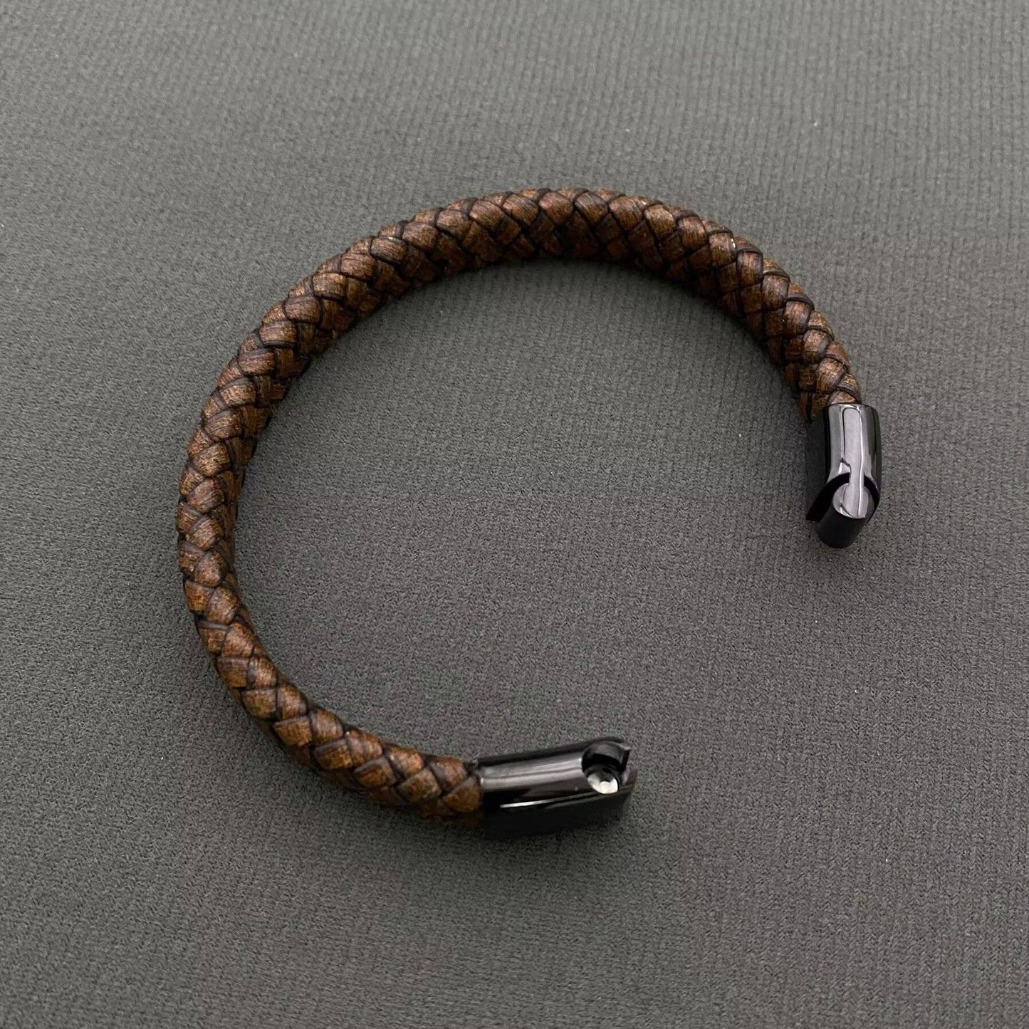 Mio Queena Mio Queena - Brown PU Leather Men's Stainless Steel Buckle Bracelet - MJ/BC