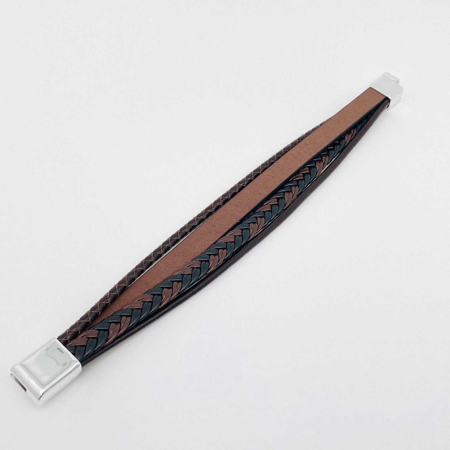 Mio Queena Mio Queena - Handmade Leather Cross Men's Magnetic Buckle Bracelet -MJ/BC: 210MM / 8.26in