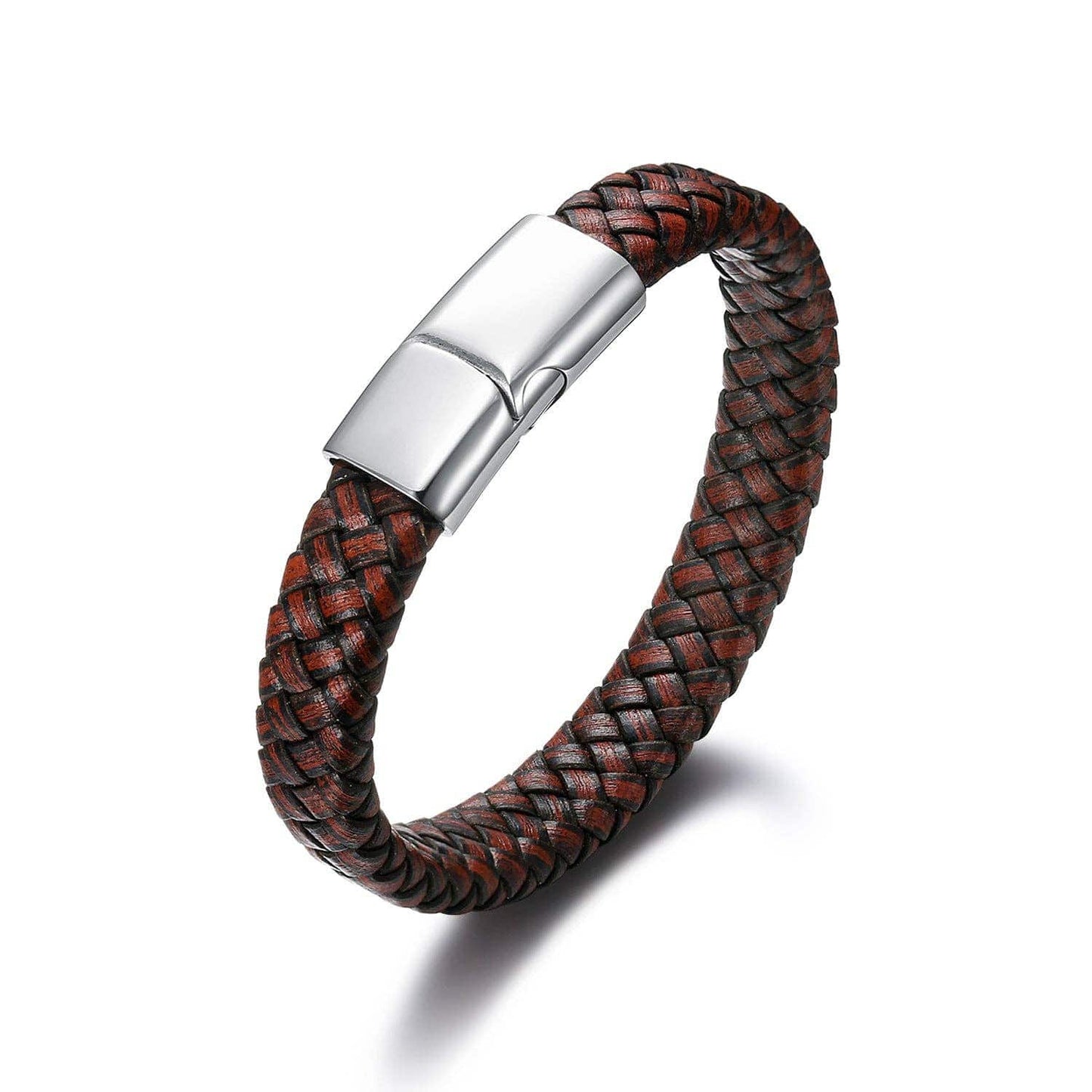 Mio Queena Mio Queena - Leather Woven Stainless Steel Magnetic Snap Bracelet -MJ/BC: Gold
