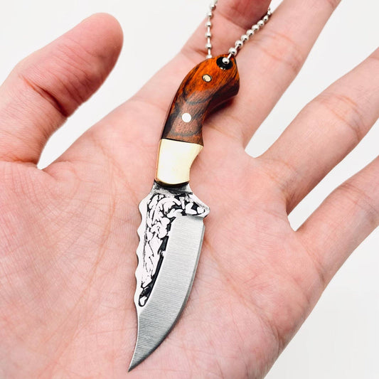 Mio Queena Mio Queena - Wooden Handle Portable Mini Stainless Steel Embossed Knife