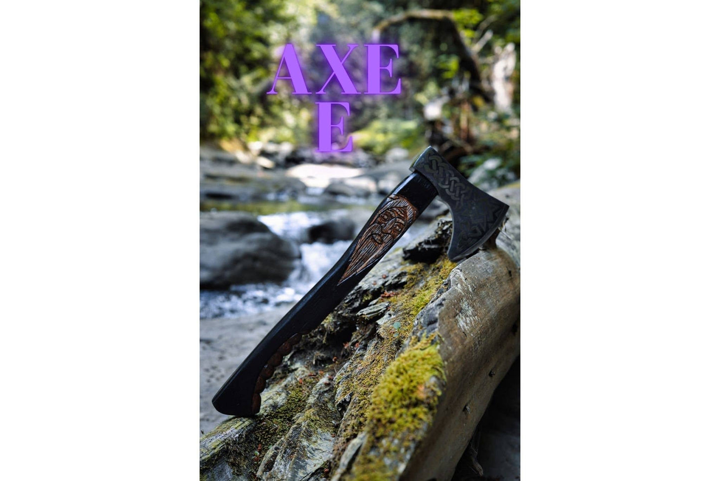 OnlyViking OnlyViking - Hand-Forged Hatchet Carbon Steel - Personalized Wooden Box: AXE- A / NO BOX