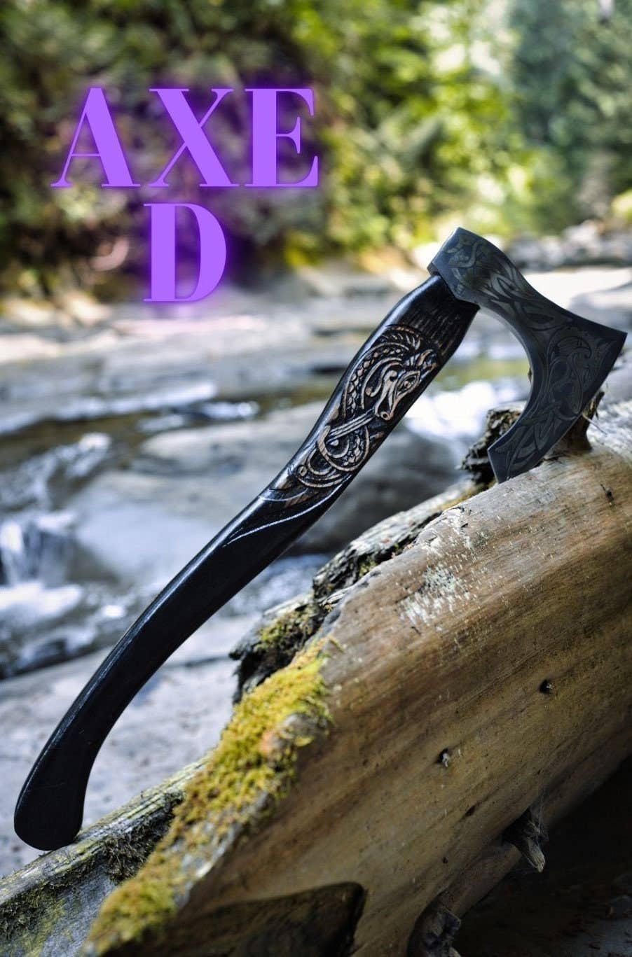 OnlyViking OnlyViking - Hand-Forged Hatchet Carbon Steel - Personalized Wooden Box: AXE- A / NO BOX