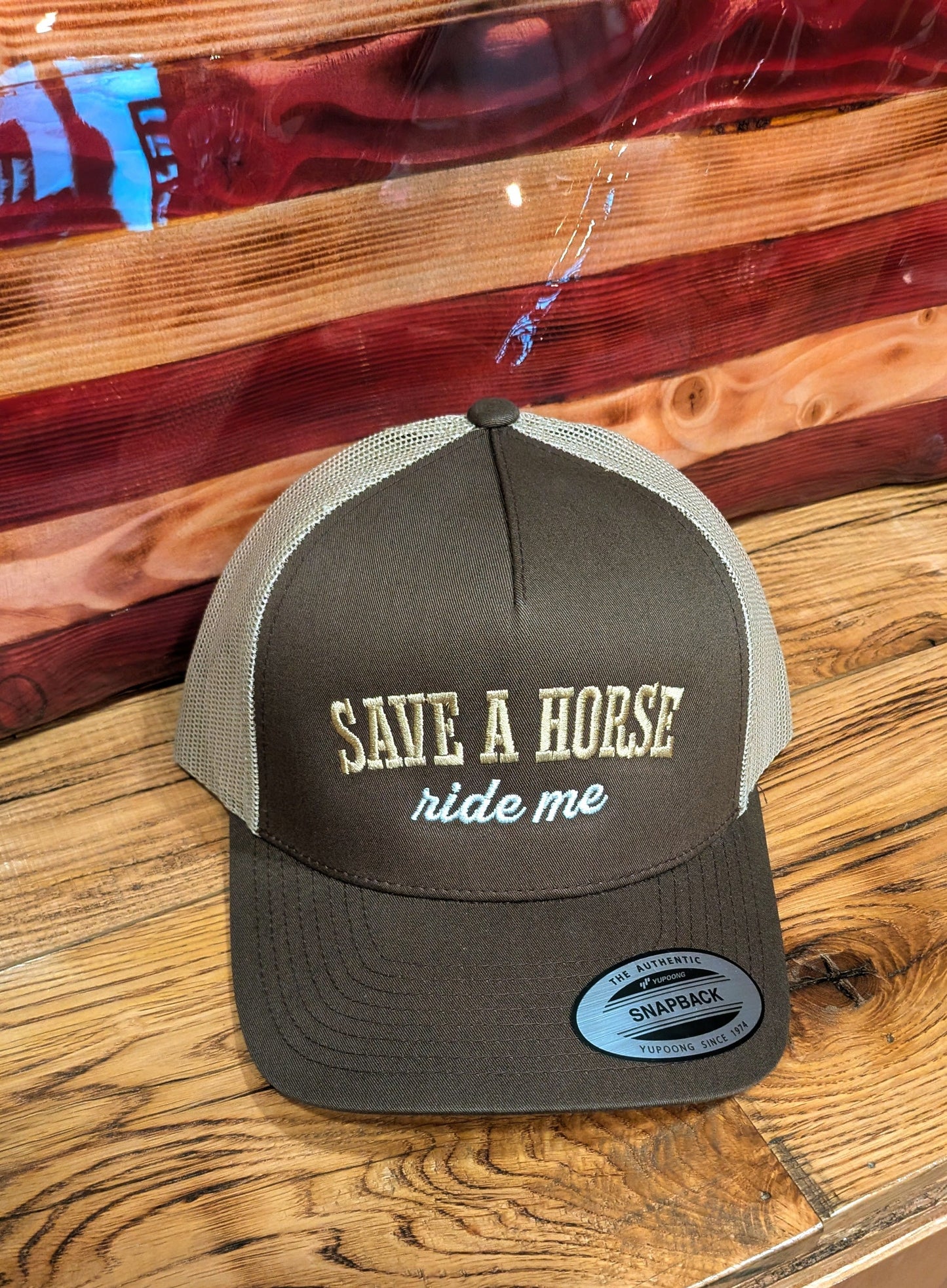 Pitcher Perfect Hat Save a Horse Ride Me - Yupoong Snapback Hat