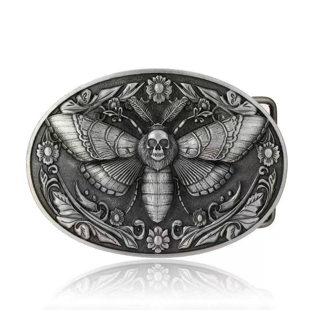 SimpleNGreat SimpleNGreat - ANTIQUE SILVER OVAL Mothman Belt Buckle 1822ATS