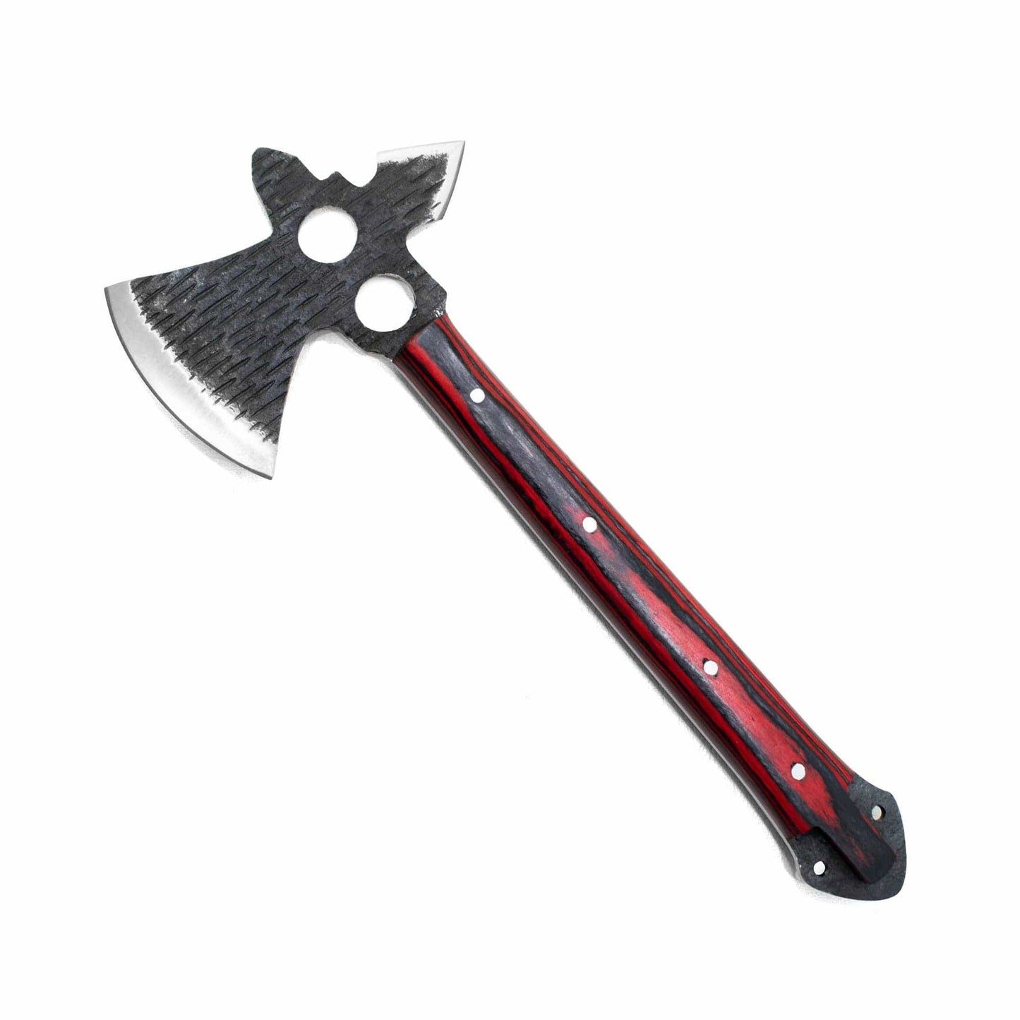 Titan International Damascus Axe Hand Forged Carbon Tomahawk BY TITAN TK-010: Red