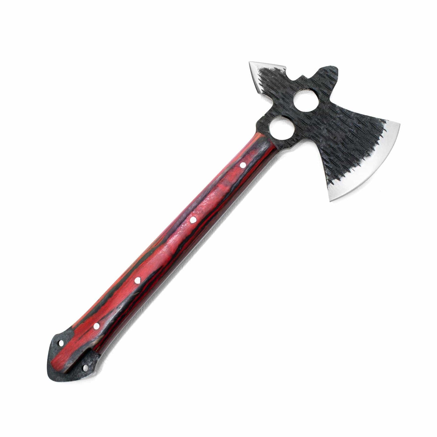 Titan International Damascus Axe Hand Forged Carbon Tomahawk BY TITAN TK-010: Red