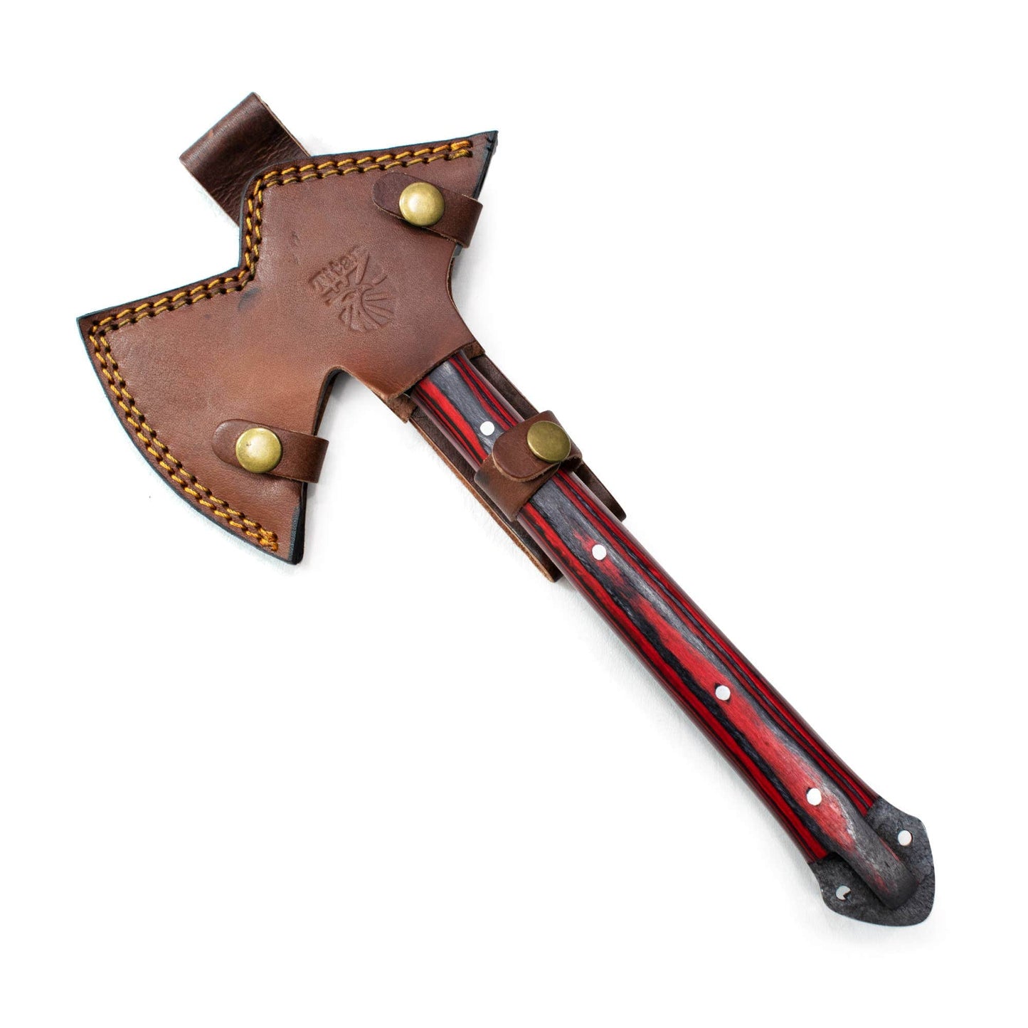Titan International Damascus Axe Hand Forged Carbon Tomahawk BY TITAN TK-010: Red