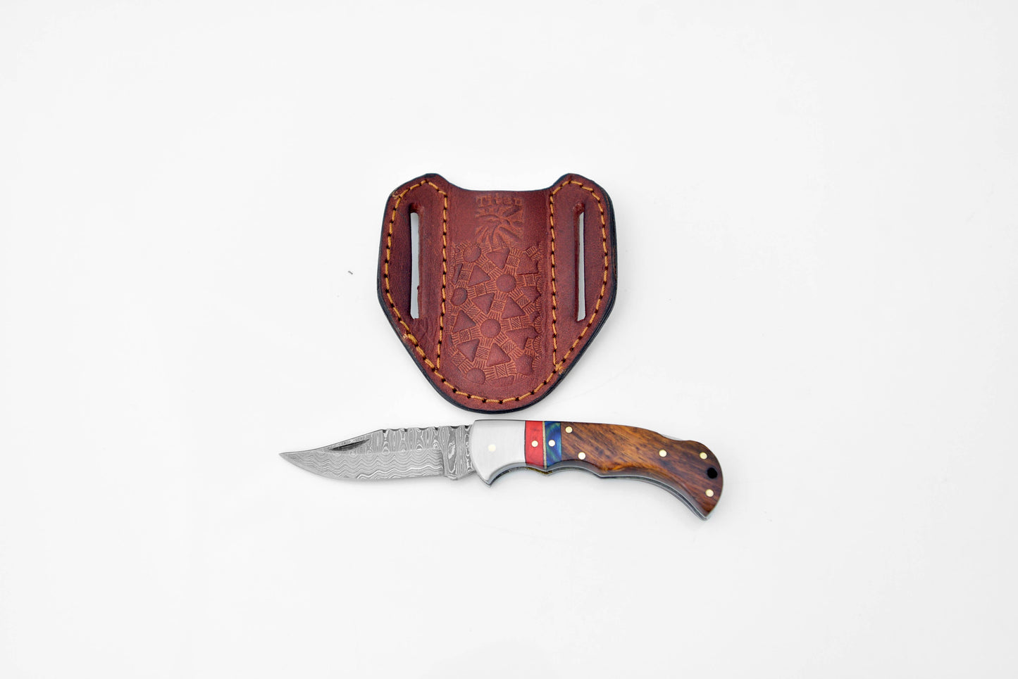 Titan International Titan International - Damascus steel pocket knife Limited Run Walnut Wood and Diam