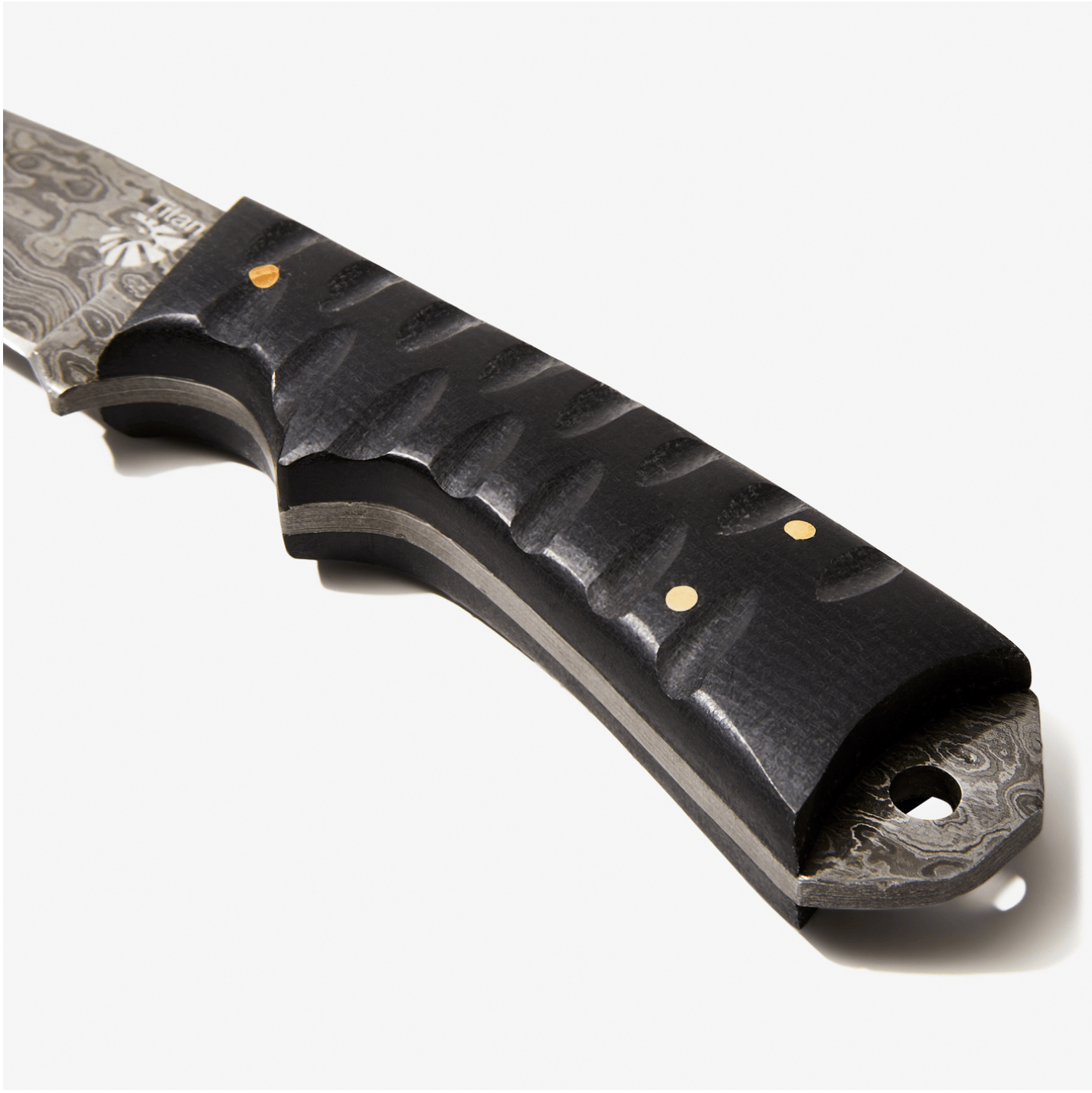 Titan International Titan International - Damascus Steel Titan Signature Tanto Blade: Orange Diamond Wood