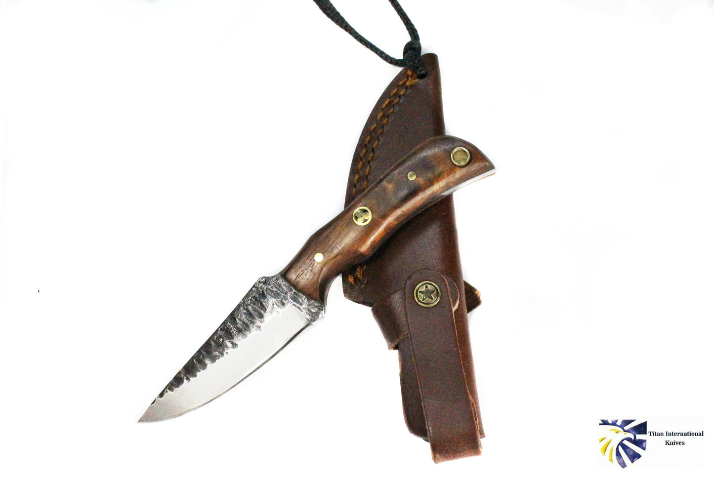 Titan International Titan International - E3 Carbon 1080 neck knife with forged scales, MINI /ROSEWOOD