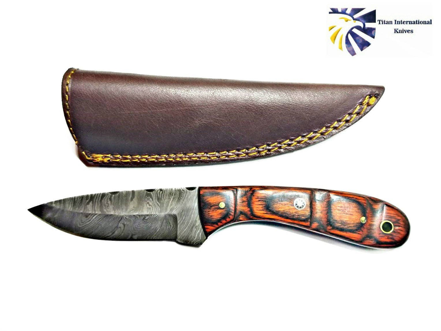 Titan International Titan International - HAND FORGED KNIFE, DAMASCUS KNIFE, DROP- STYLE BLADE, Rosewood SCALES HUNTING KNIFE BY TITAN TD-180